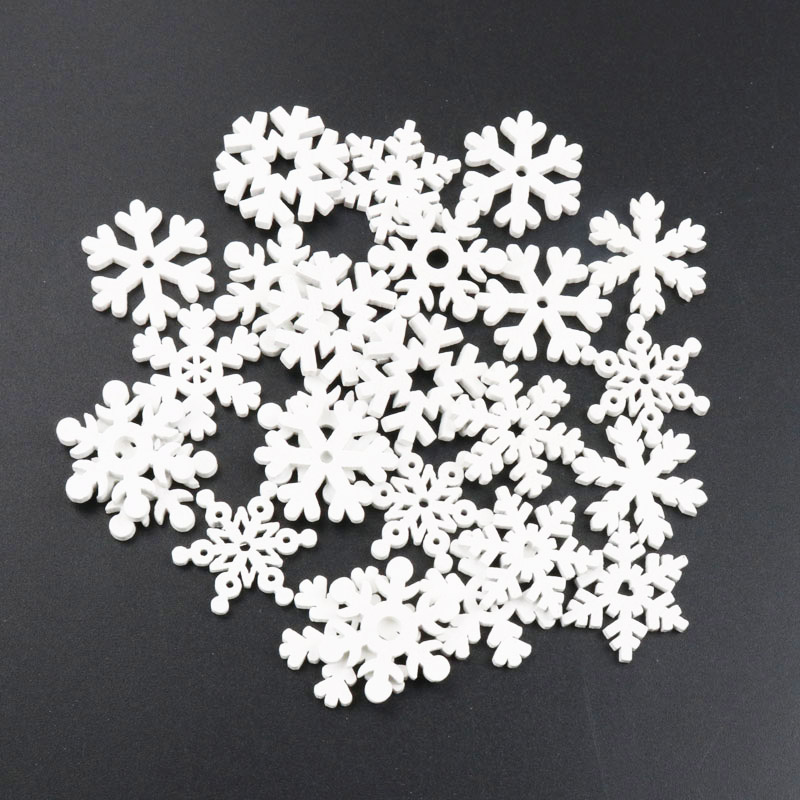 Christmas Craft Embellishment - 20Pcs Holz Weihnachten Schneeflocke Natürliche Scrapbooking