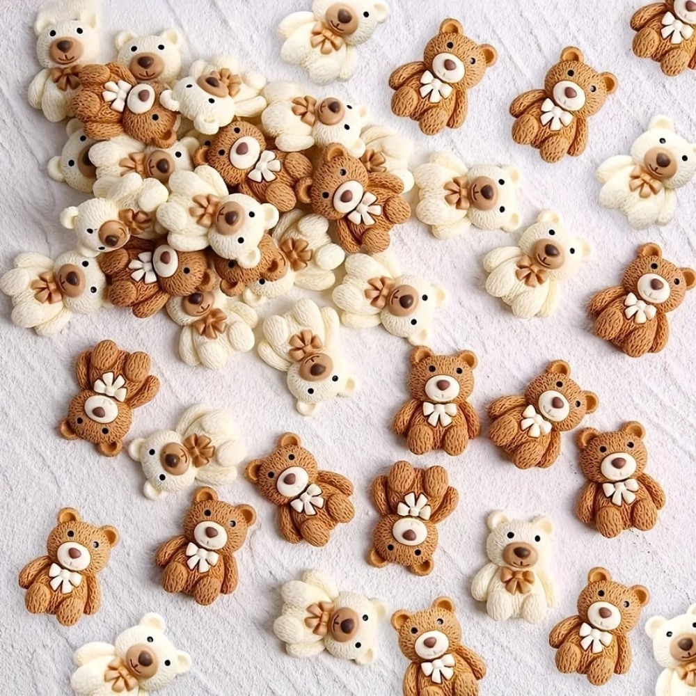 Embellishments For Scrapbooking - 10-100 Stück Cartoon Beige Kaffeebär Harz