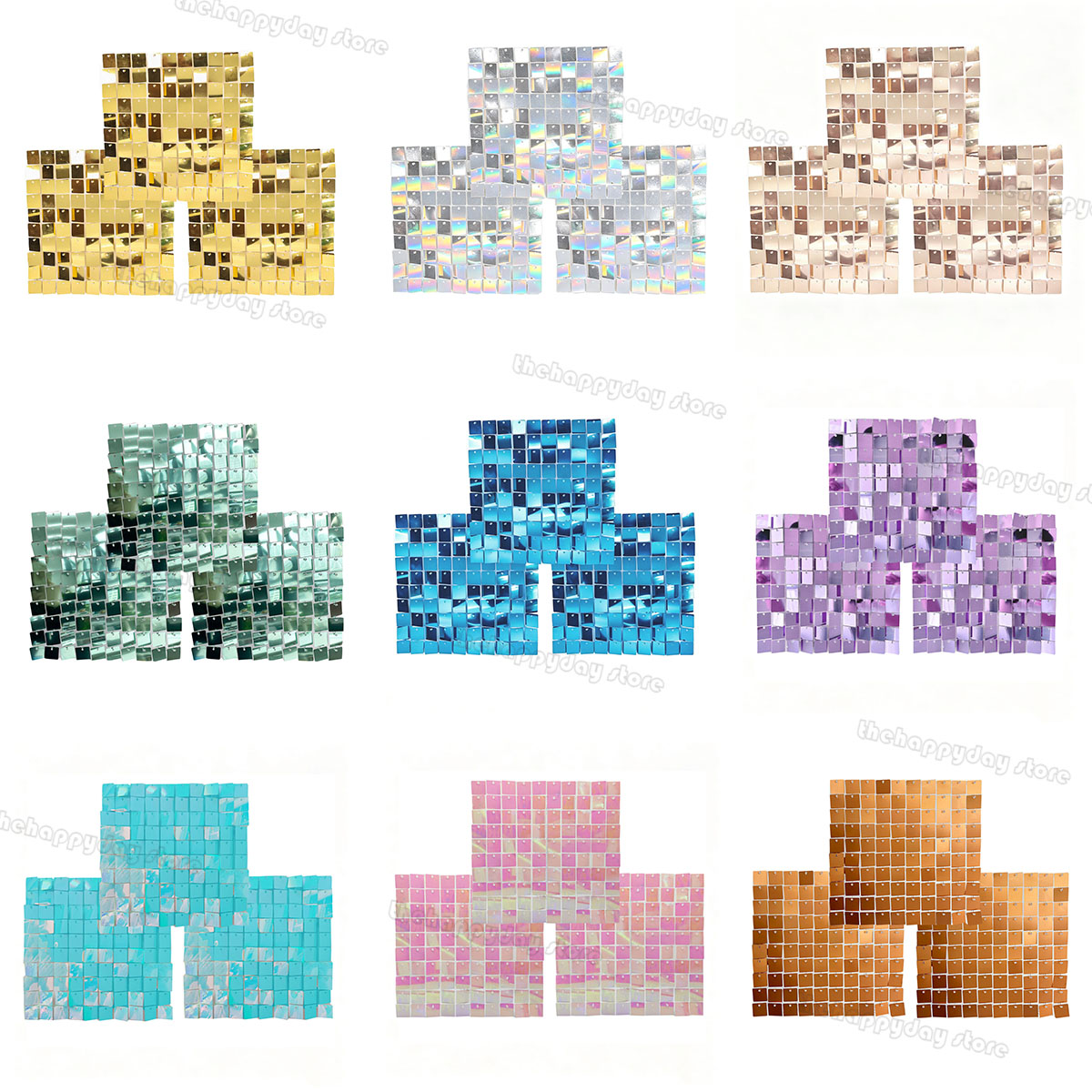 Sequin Fabric Panel - 18-3 Stück Schimmer-Wand-Hintergrundpaneele Quadratische Pailletten-Schimmerwandpaneele Foto-Hintergründe