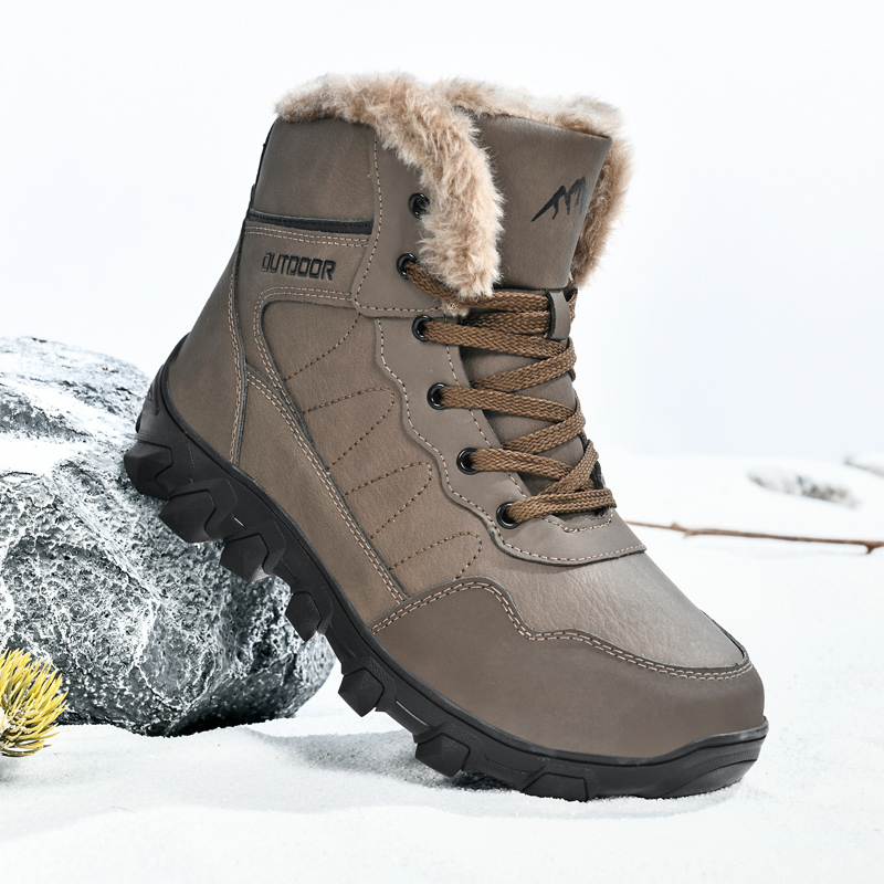 Guipure Lace Panel - Herren-Winterstiefel, warm, wasserdicht, rutschfest, Plüsch-Sneaker, Schuhe