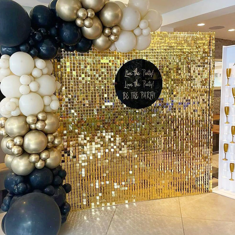Sequin Fabric Panel - 6-27 Stück hellgoldene schimmernde Wandpaneele mit