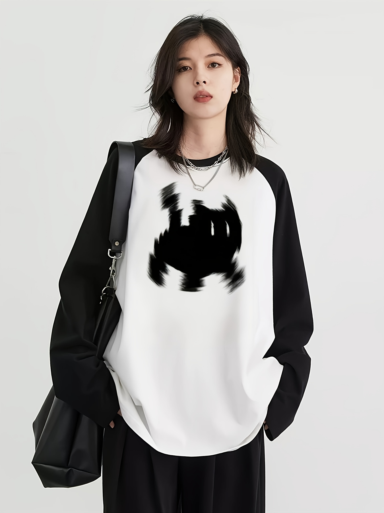 Embellish Knit - Y2K Damen Raglan Langarm-T-Shirt mit Niedlichem