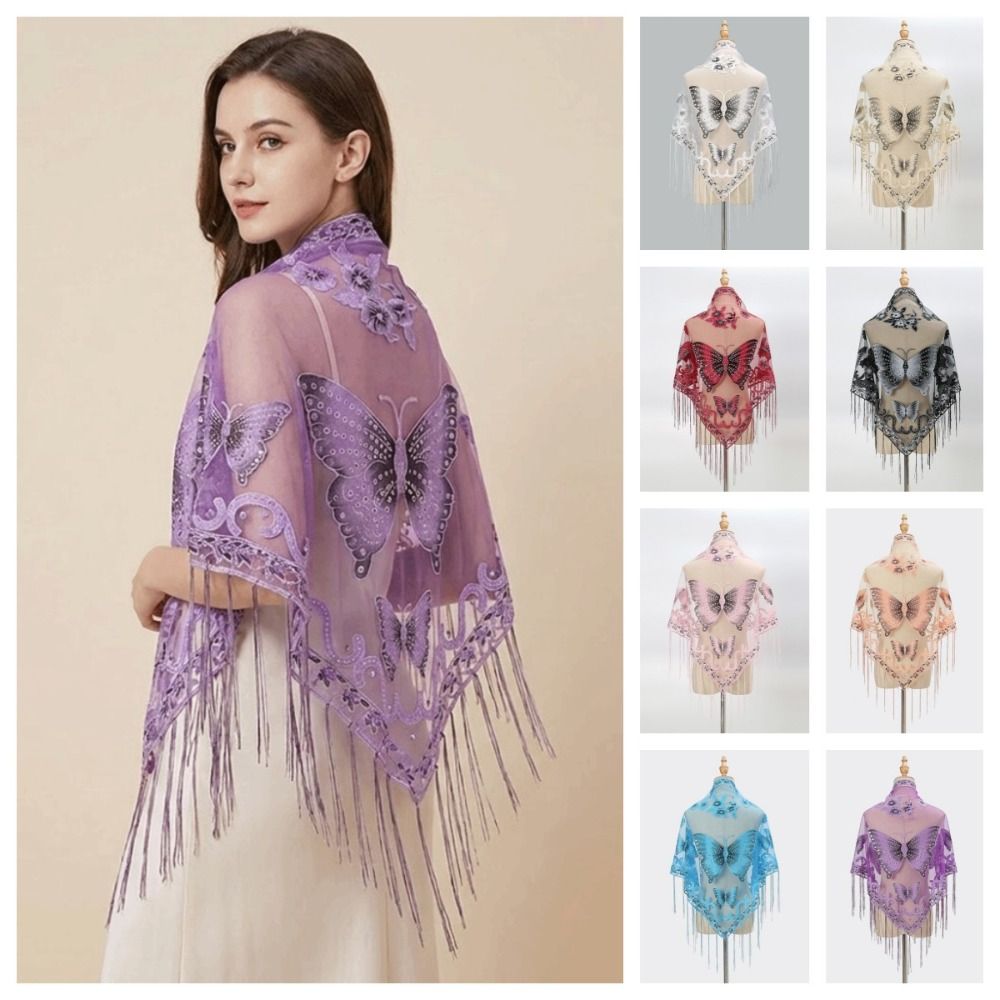 Luxuriöser Blumen-Spitzenschal – Tassel Fringe Trim Bewertung und Preis