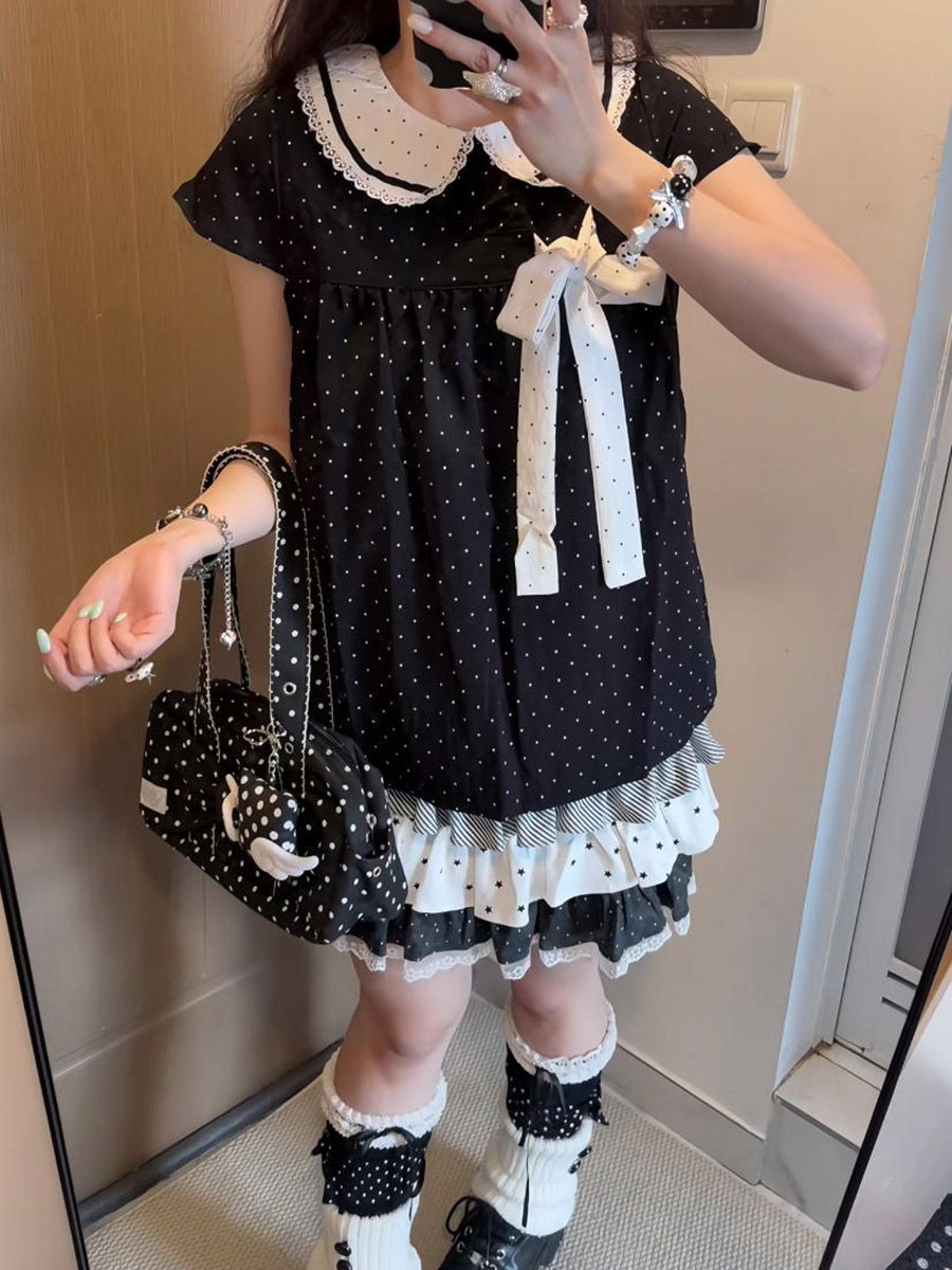 Y2K Kawaii Japanisches Polka-D – Lace Ribbon Trim Bewertung und Preis