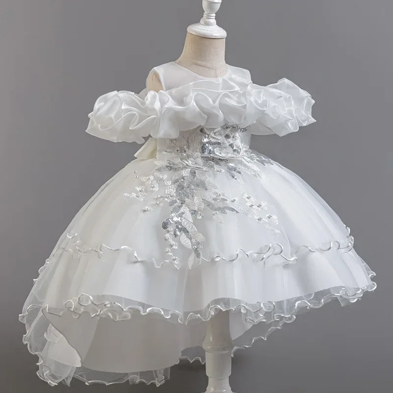 Modische Blumenmädchenkleider  – Lace Ribbon Trim Bewertung und Preis