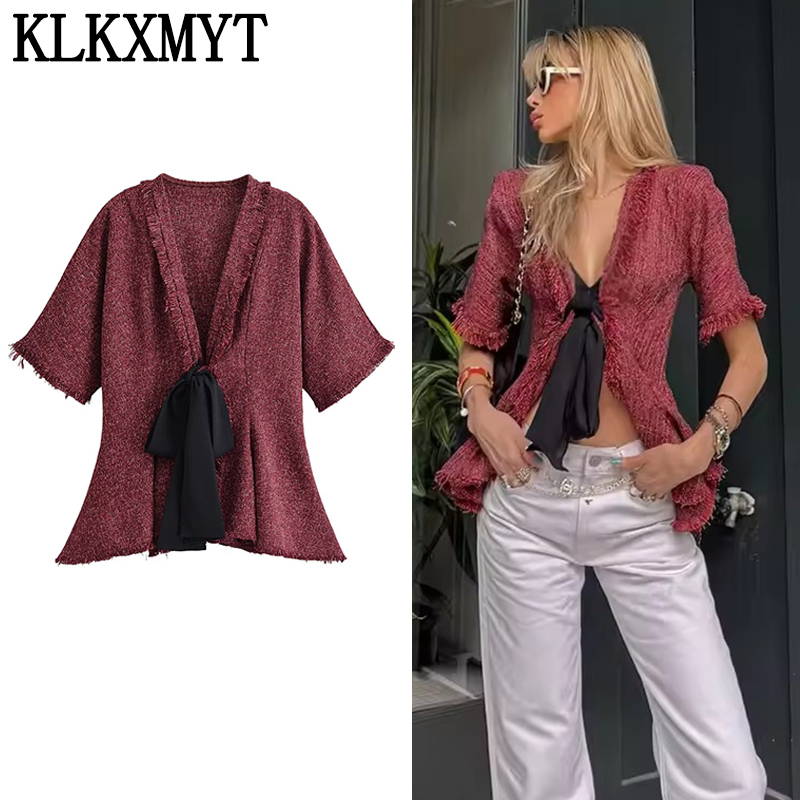 KLKXMYT Elegante Damenbluse mi – Tassel Fringe Trim Bewertung und Preis